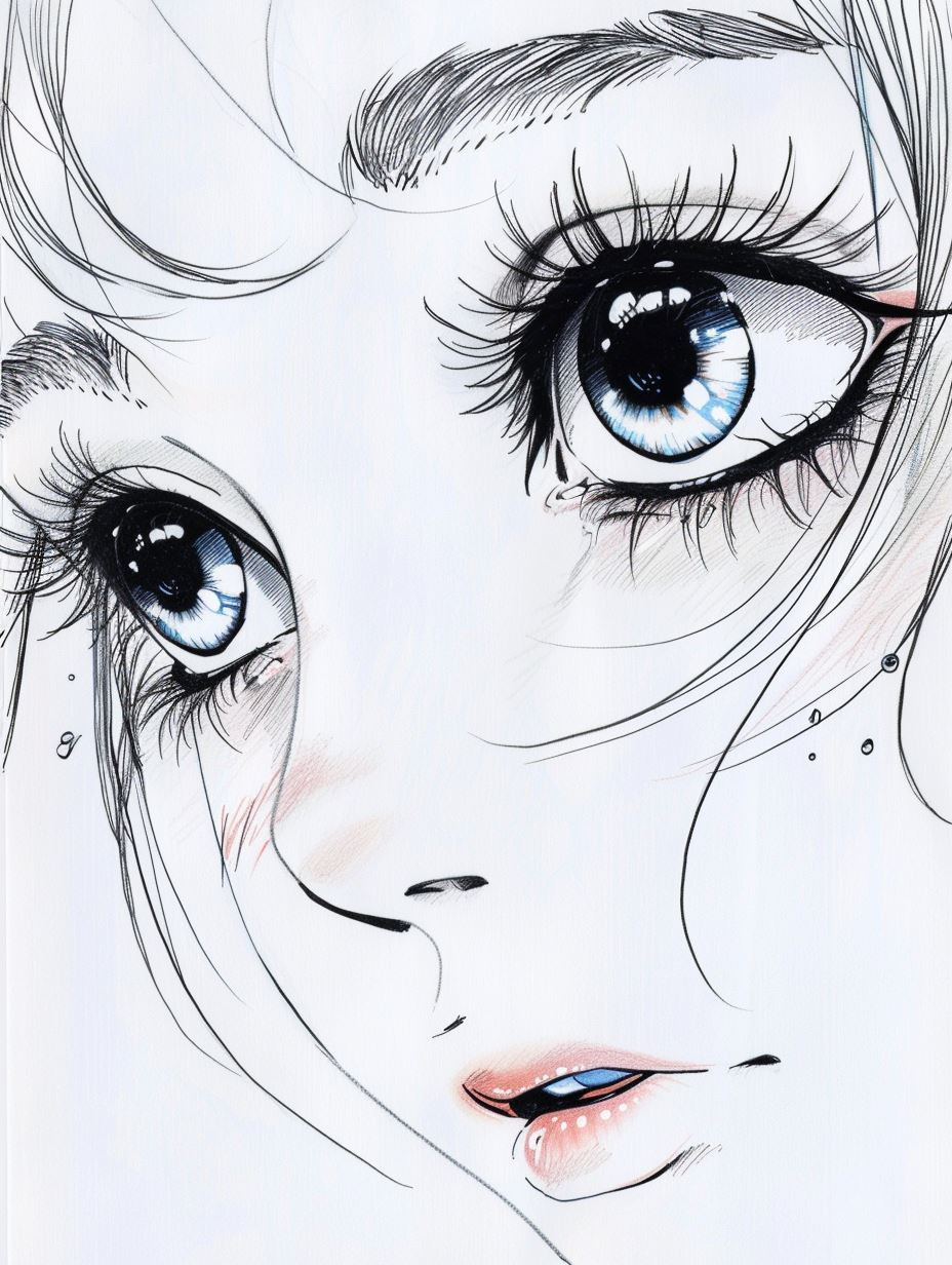 Melancholy Gaze in Ink