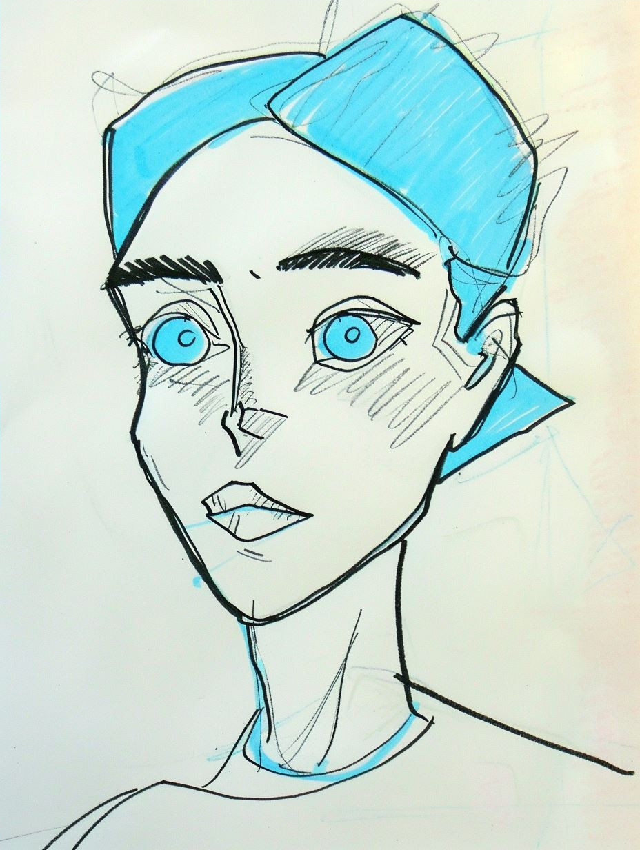 Azure Gaze Comic Illustration
