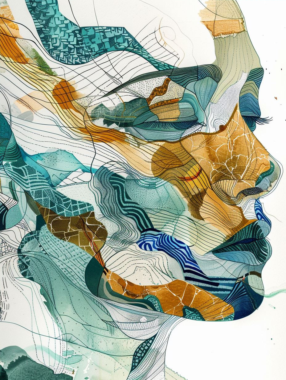 Fragmented Azure Geometric Portrait