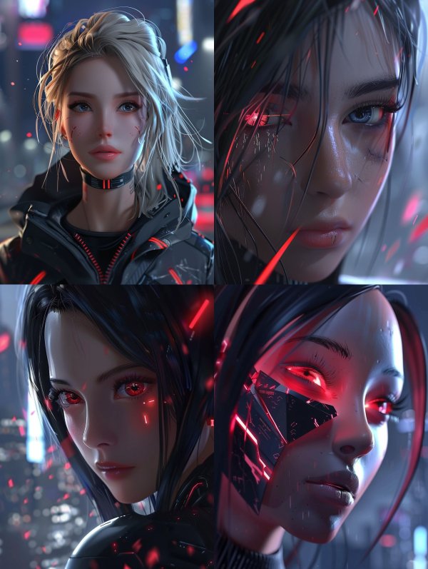 Neon Cyberpunk Android Portrait