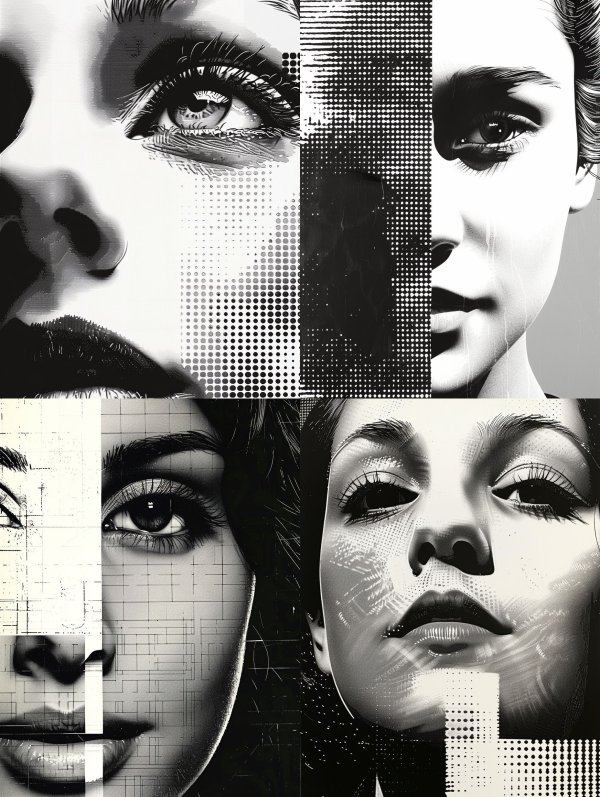 Fragmented Monochrome Portrait Study