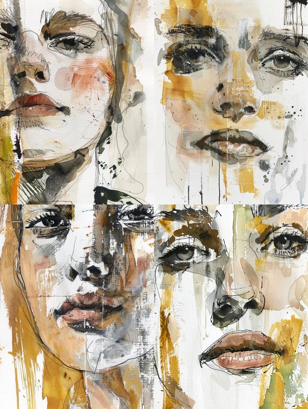 Abstract Watercolor Portrait Study