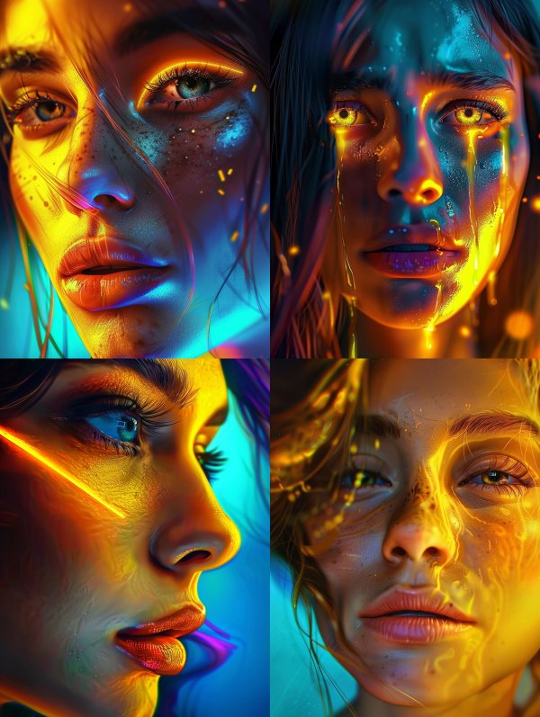Neon Glow Cybernetic Portraiture
