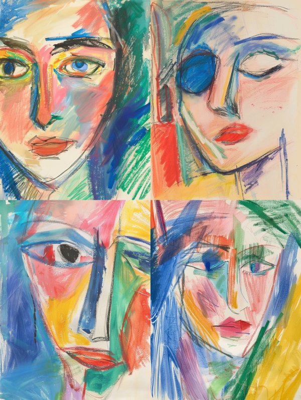 Vibrant Expressionist Pastel Portrait