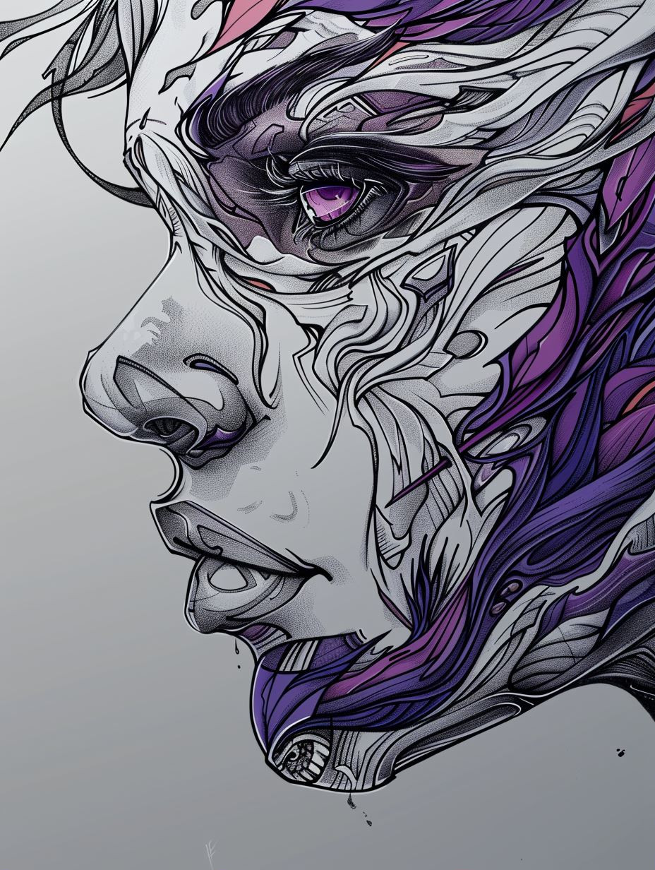Cybernetic Soul in Violet Hues