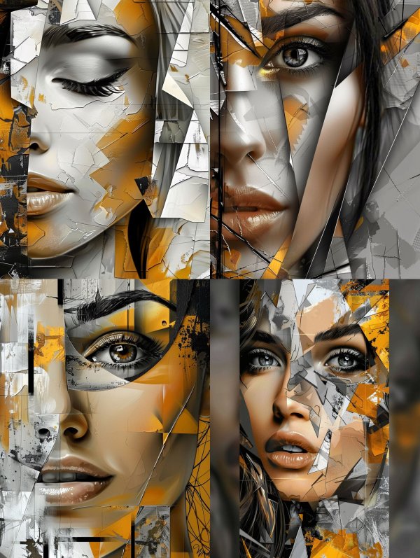 Fragmented Gaze in Golden Ochre