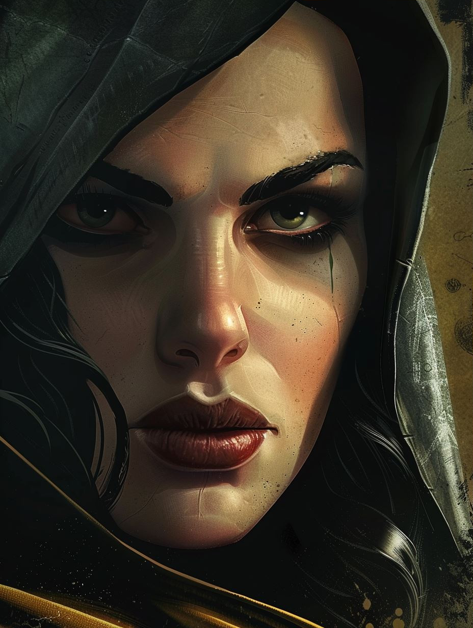 Noir Rain Gaze Portrait