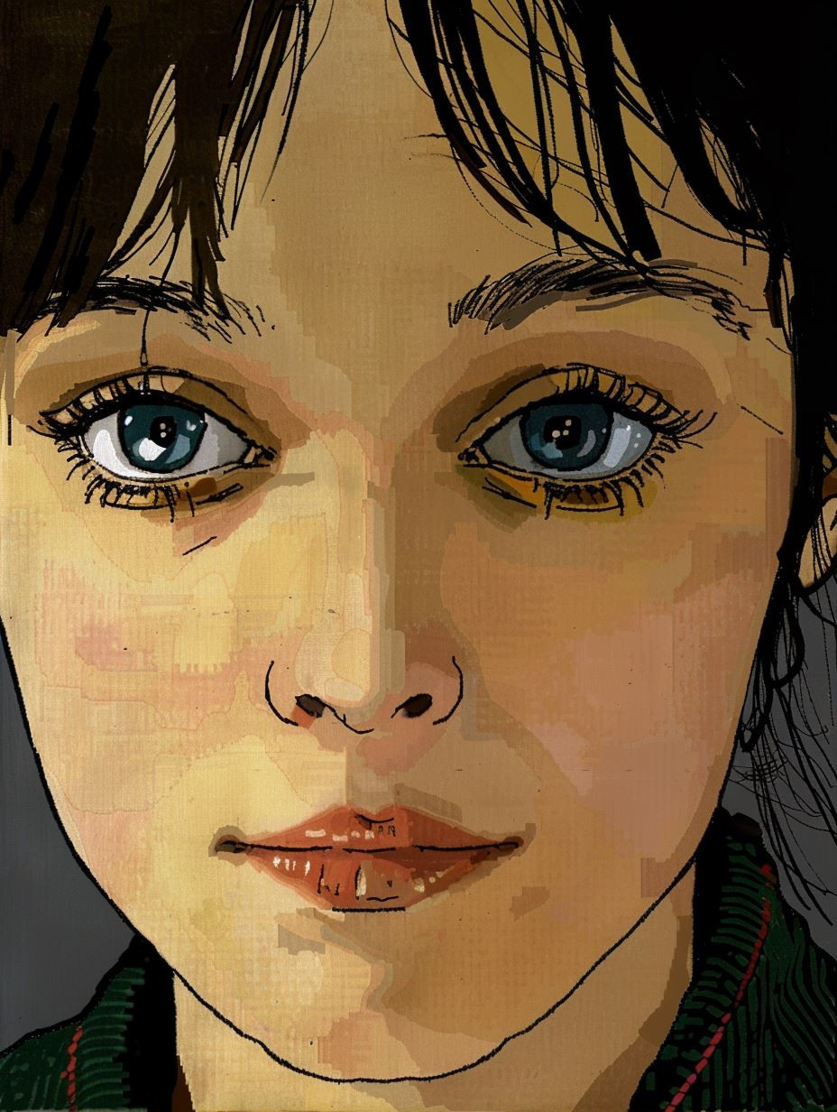 Melancholic Modern Graphic Portrait