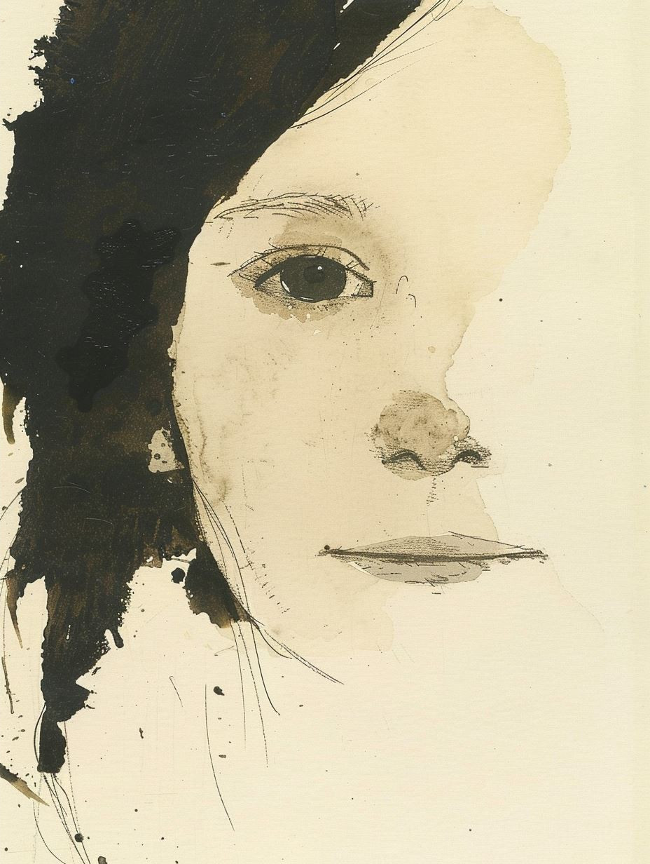 Ethereal Ink Wash Portraiture