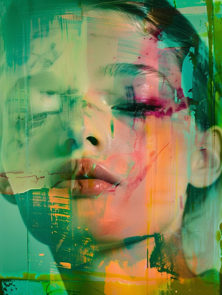 Abstract Neon Glitch Portraiture