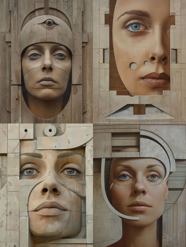 Ancient Stone Cybernetic Portraits