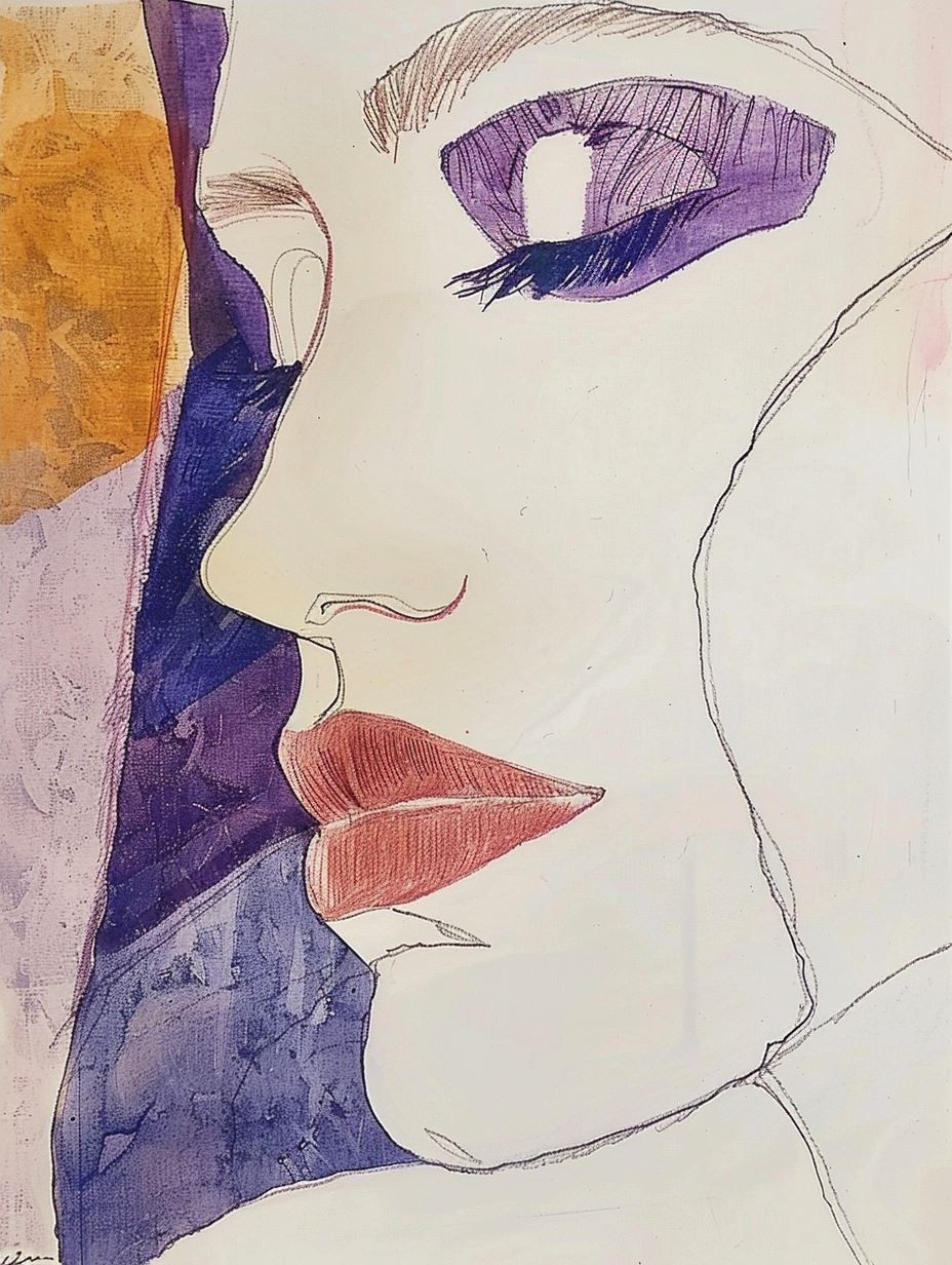 Abstract Violet Portrait Sketch