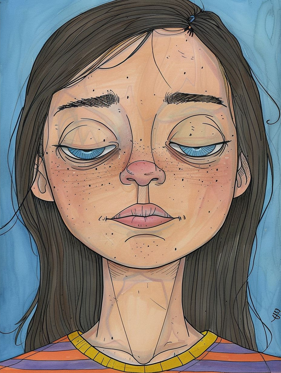 Melancholy Gaze in Ink
