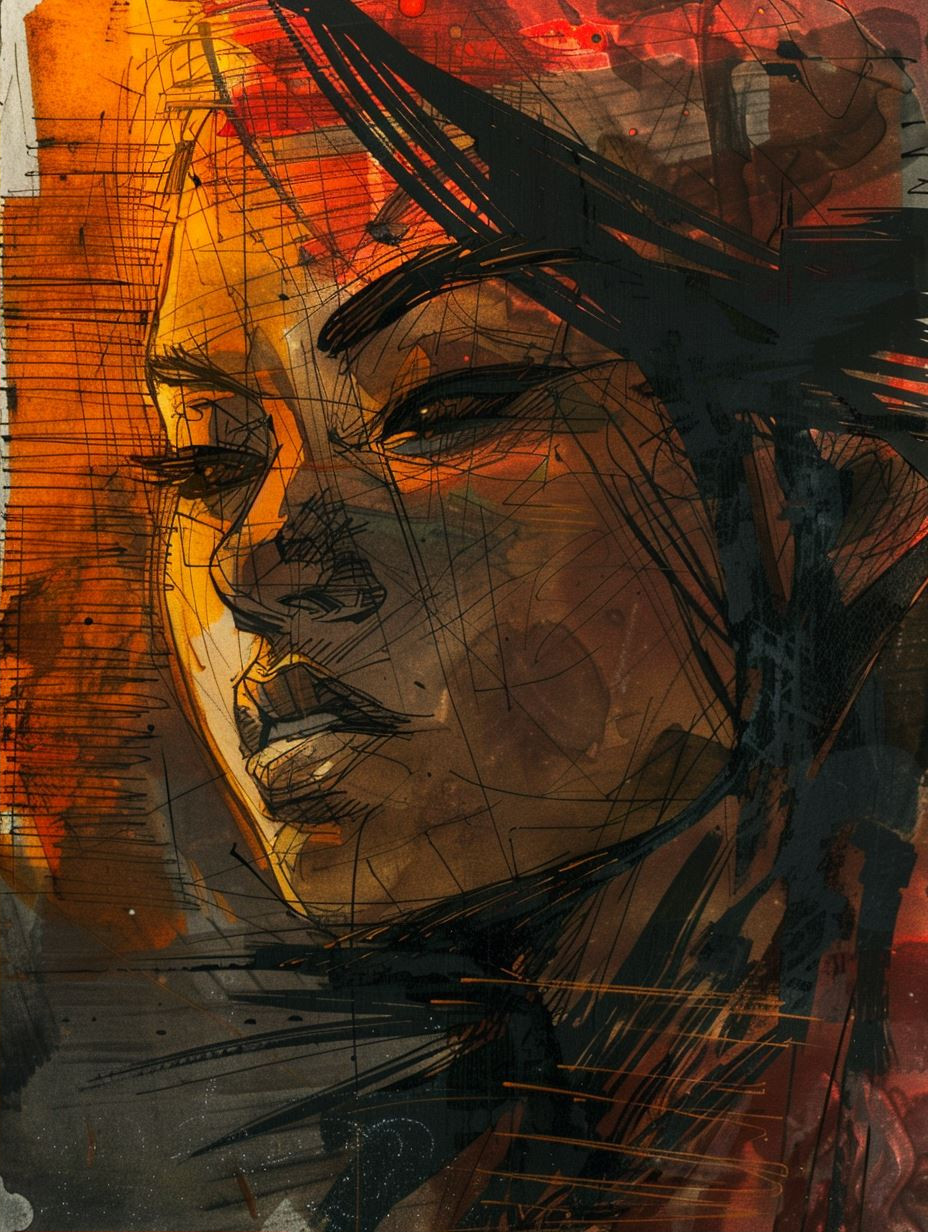 Fragmented Soul in Amber Glow