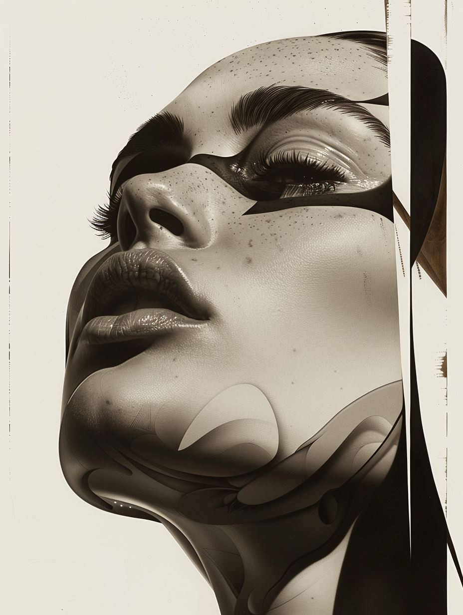 Surrealist Monochrome Fluid Portrait