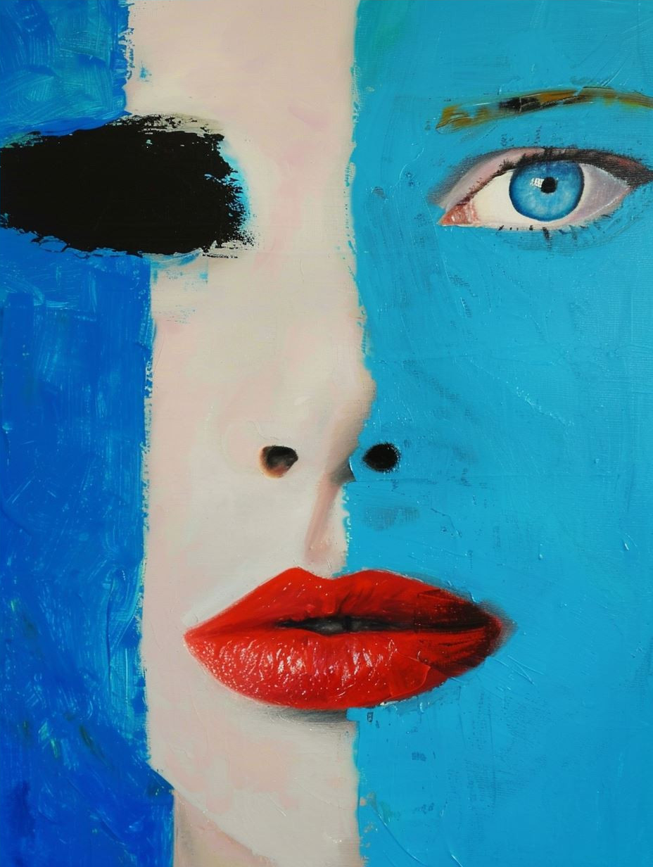 Azure Gaze Oil Portrait