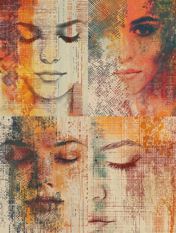 Digital Halftone Portrait in Amber