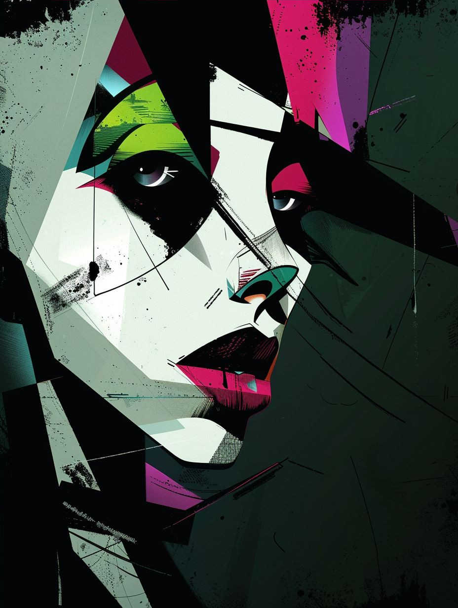 Neon Cyberpunk Geometric Portrait