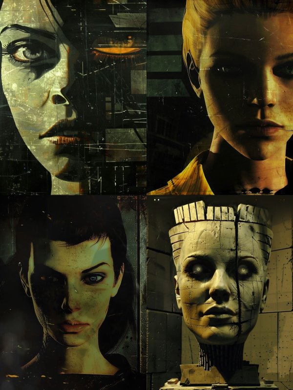 Fragmented Cybernetic Soul Portrait