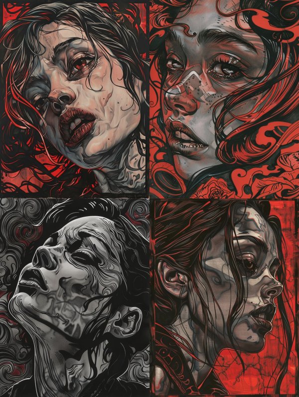 Dark Surrealist Crimson Portrait