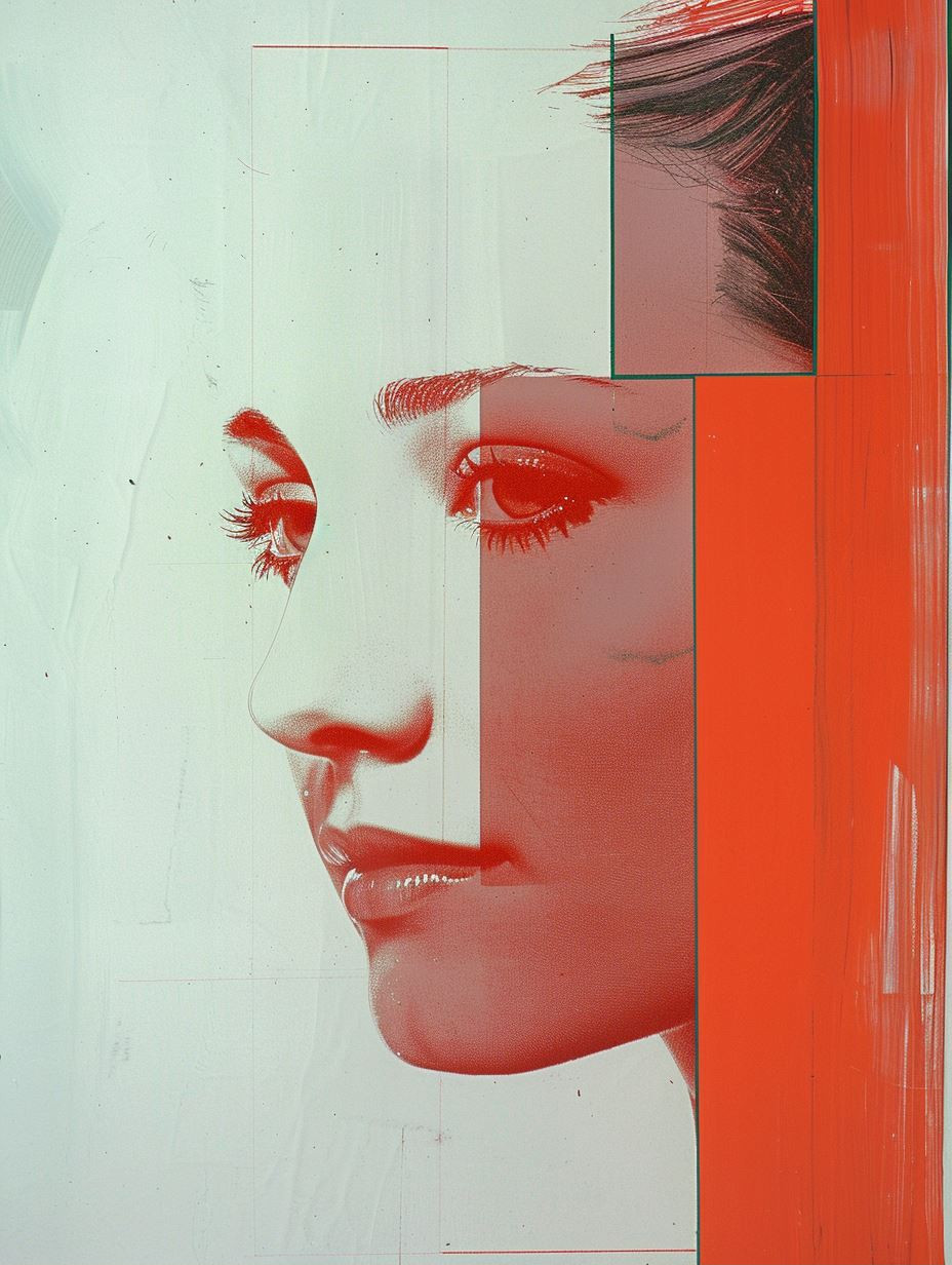 Crimson Fragmented Portrait Study