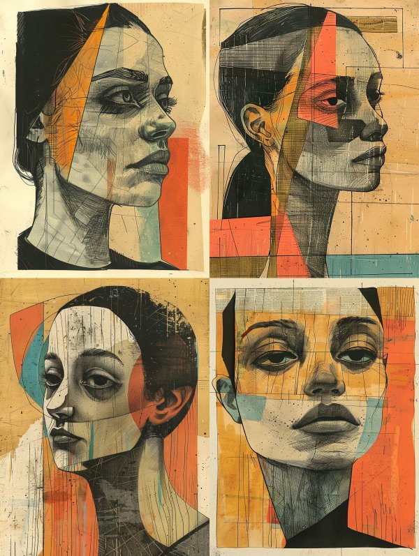Geometric Fragmented Portrait Study