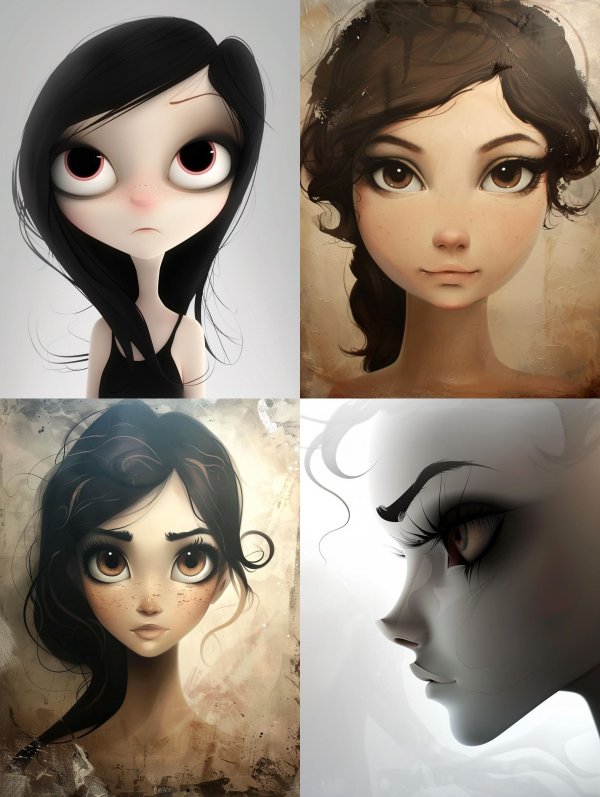 Melancholy Gaze Stylized Portrait