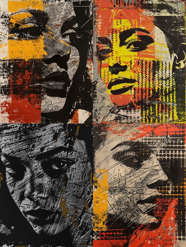 Abstract Urban Portrait Quadriptych