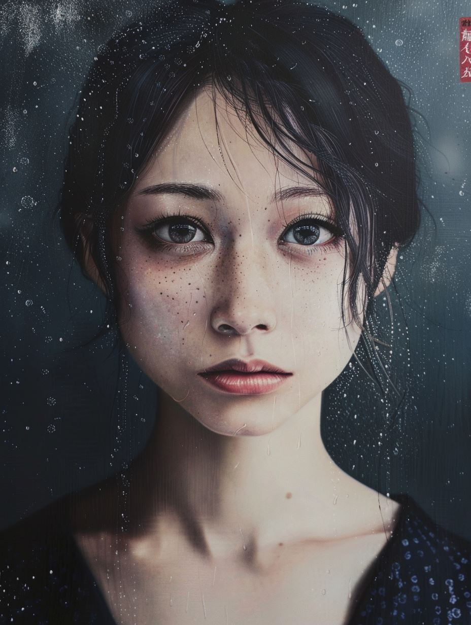 Melancholy Gaze Through Rain