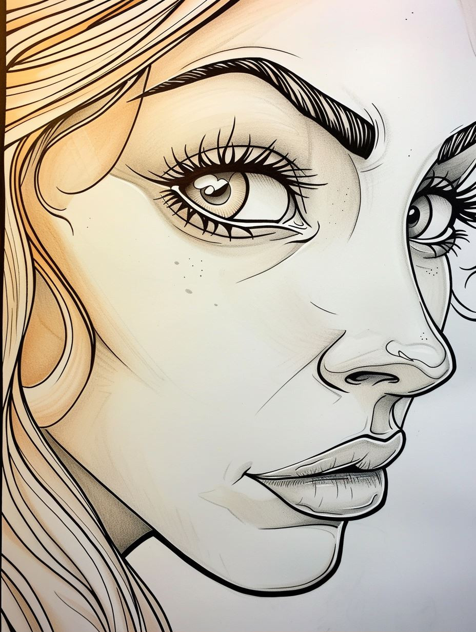 Ethereal Floral Line Art Portrait