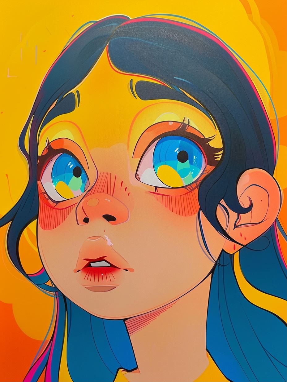 Vibrant Neon Anime Portrait