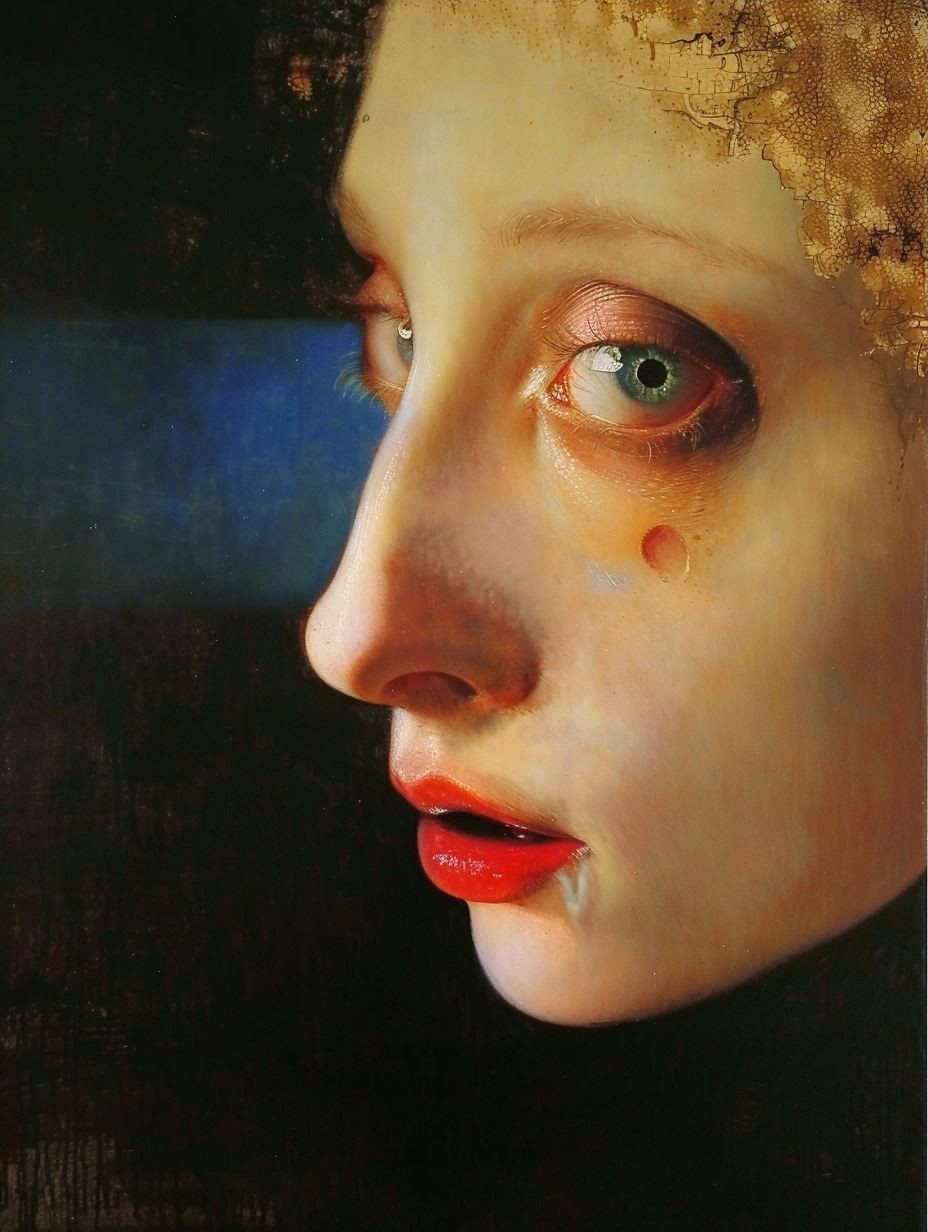 Ethereal Gaze of Crimson Curls
