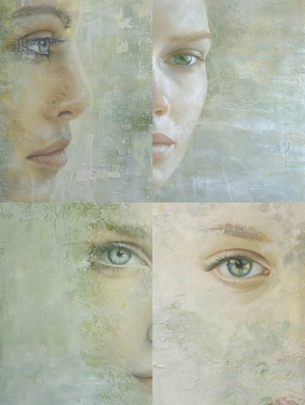Ethereal Gaze in Textured Mist