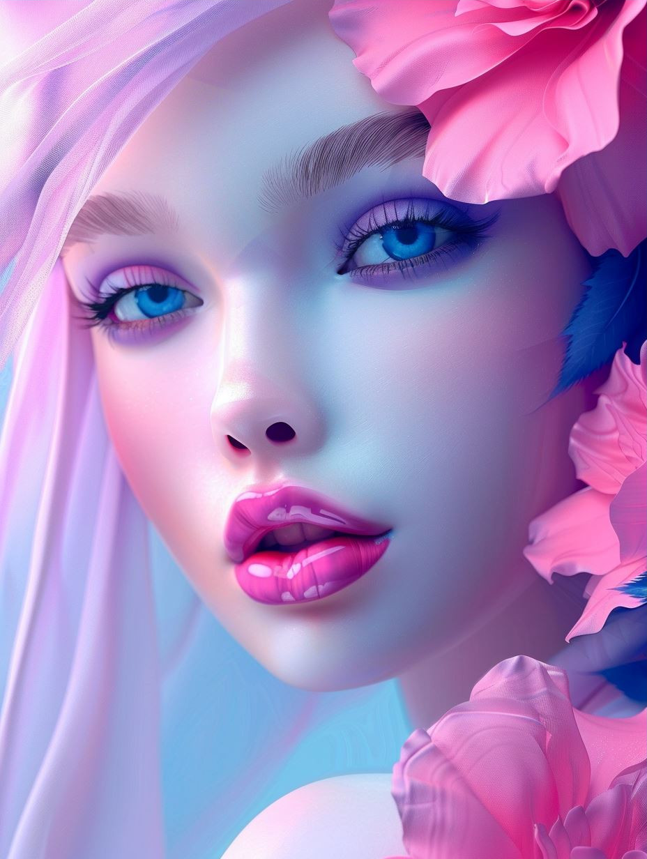 Ethereal Bloom Pastel Portrait