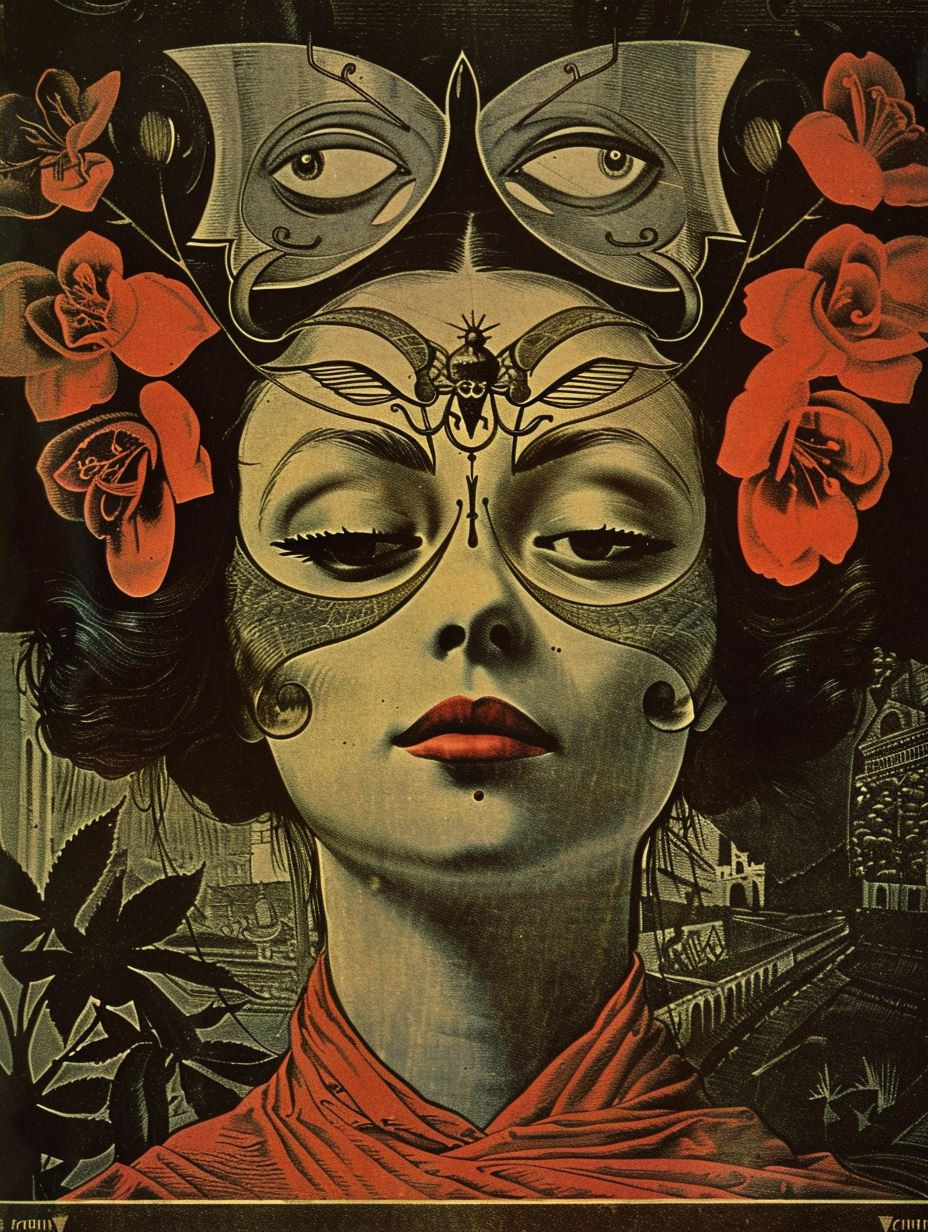 Crimson Gaze Vintage Noir