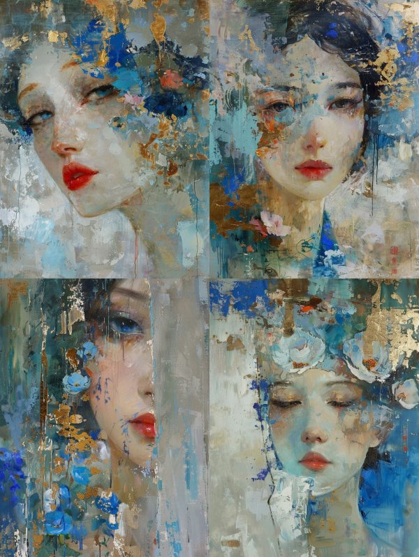 Ethereal Gaze in Gold Leaf