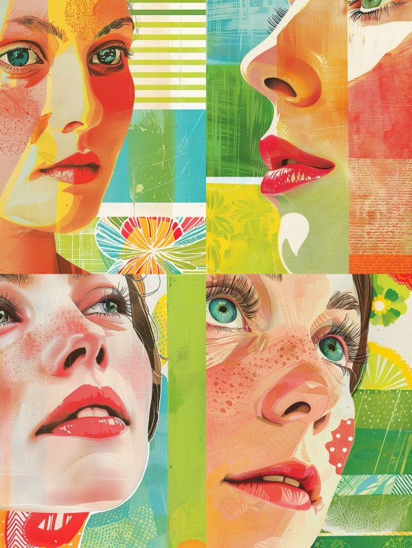 Vibrant Pop Art Portrait Collage