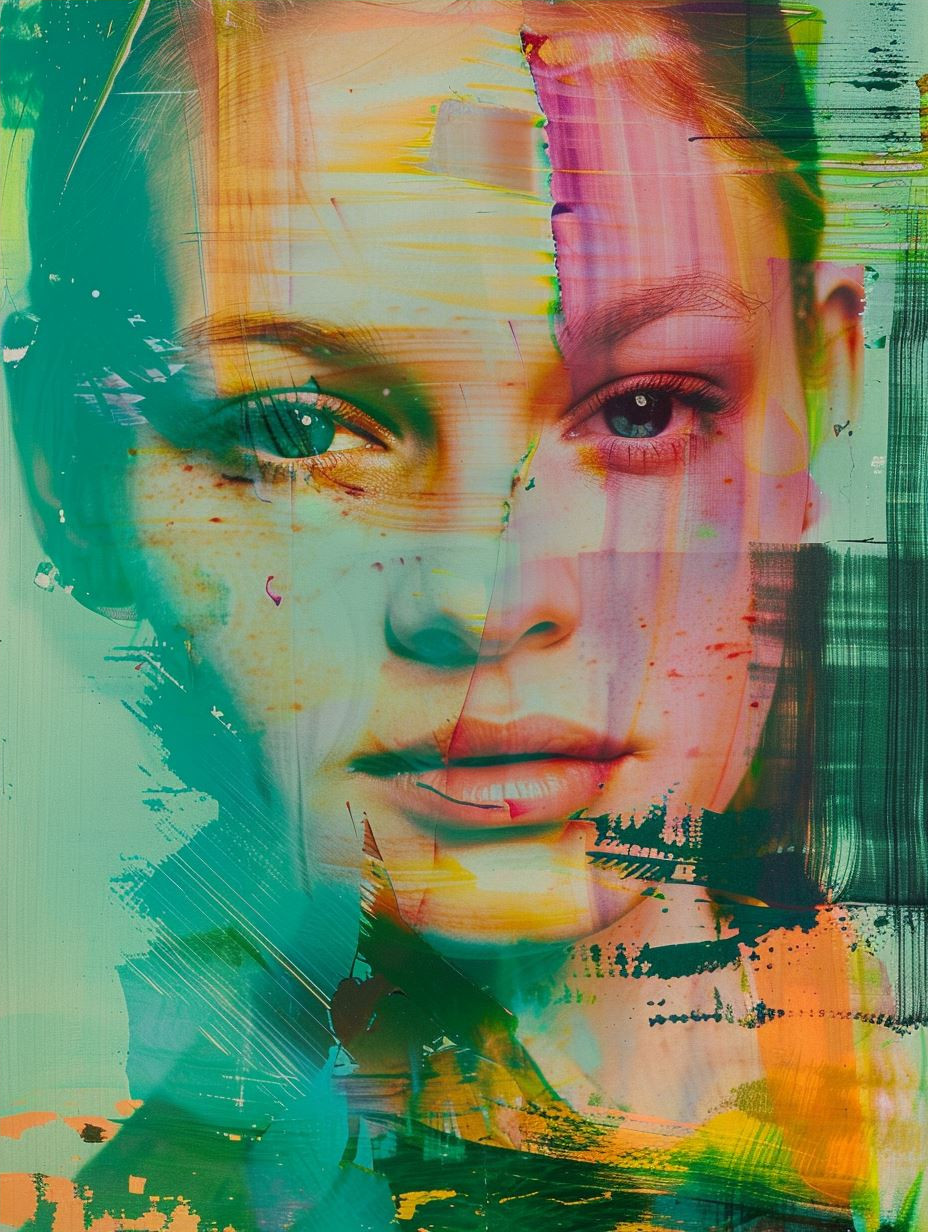 Abstract Neon Glitch Portraiture