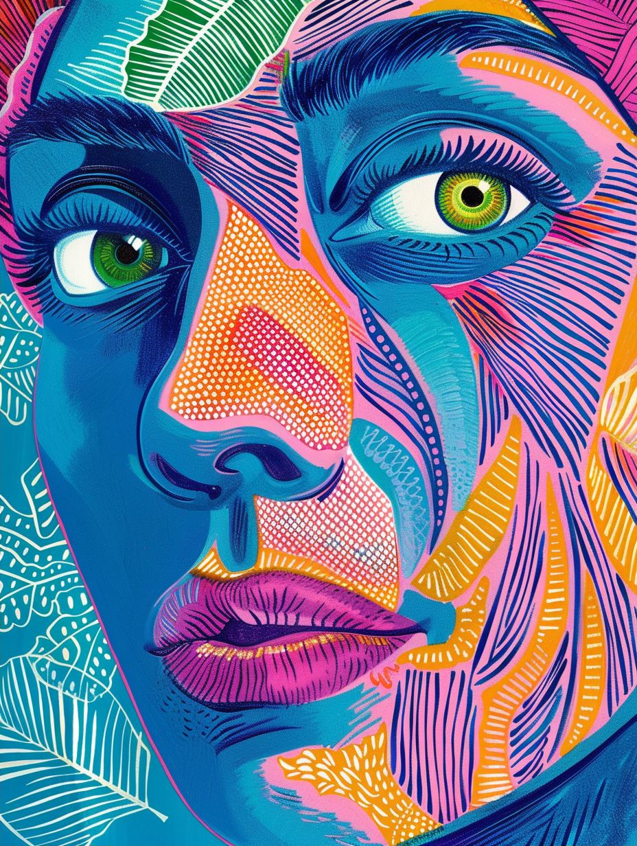 Vibrant Neon Prism Portrait
