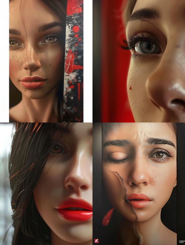 Crimson Abstract Portrait