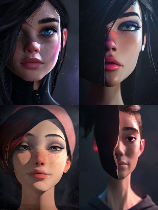 Neon Gaze Cybernetic Portrait