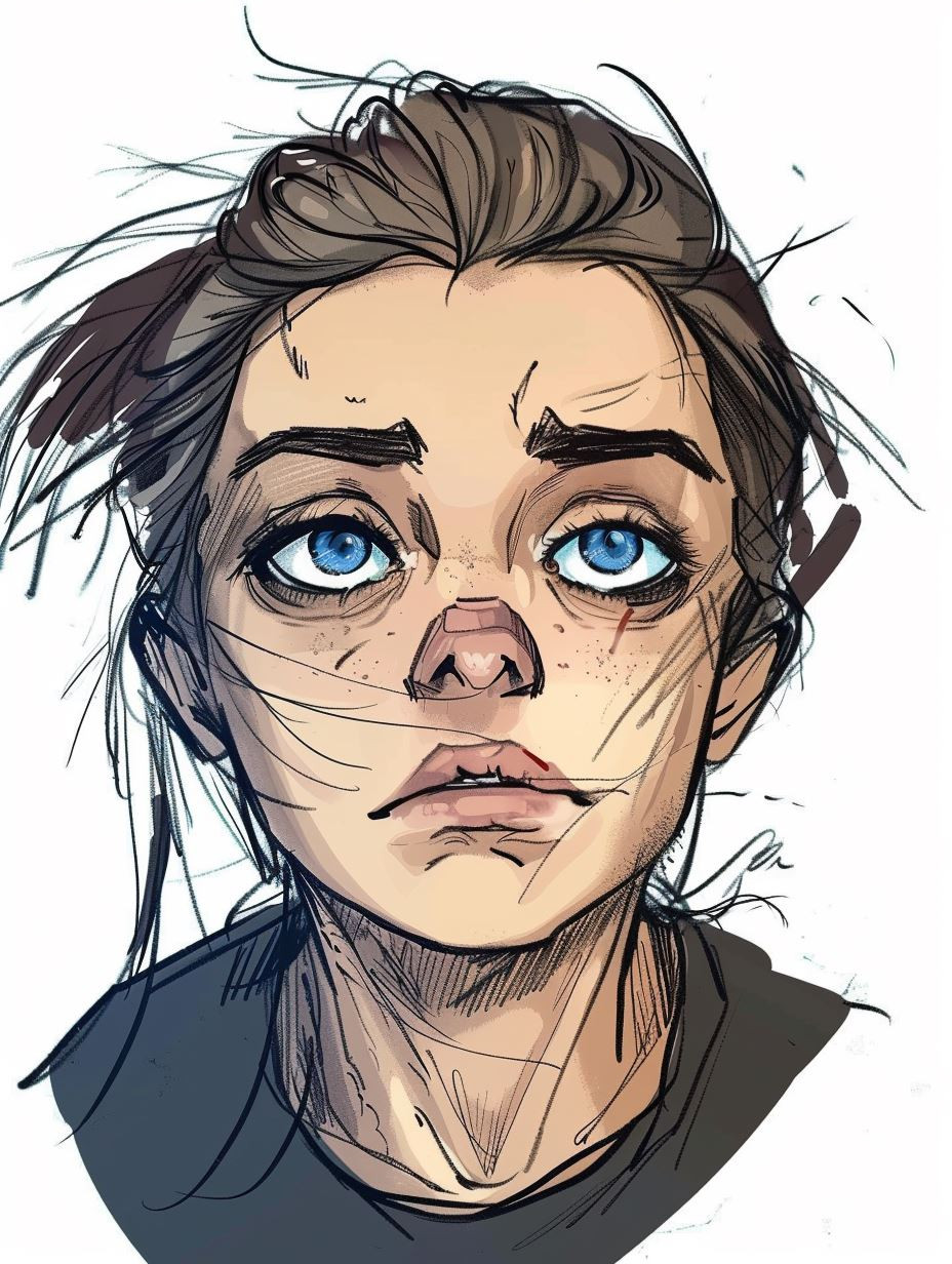 Raw Ink Portrait with Azure Eyes