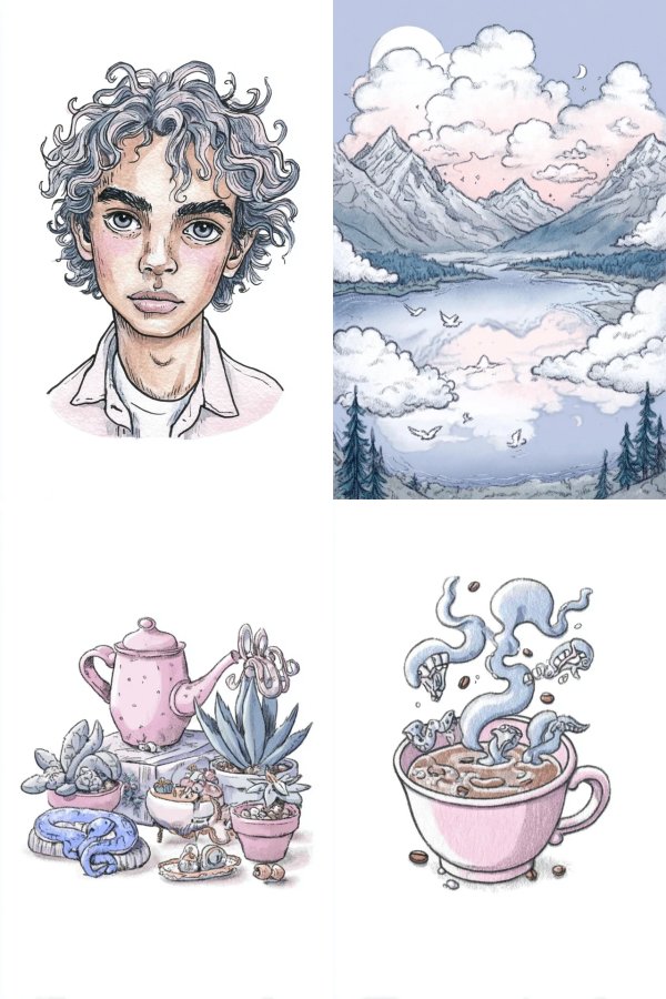 Whimsical Ink Portrait