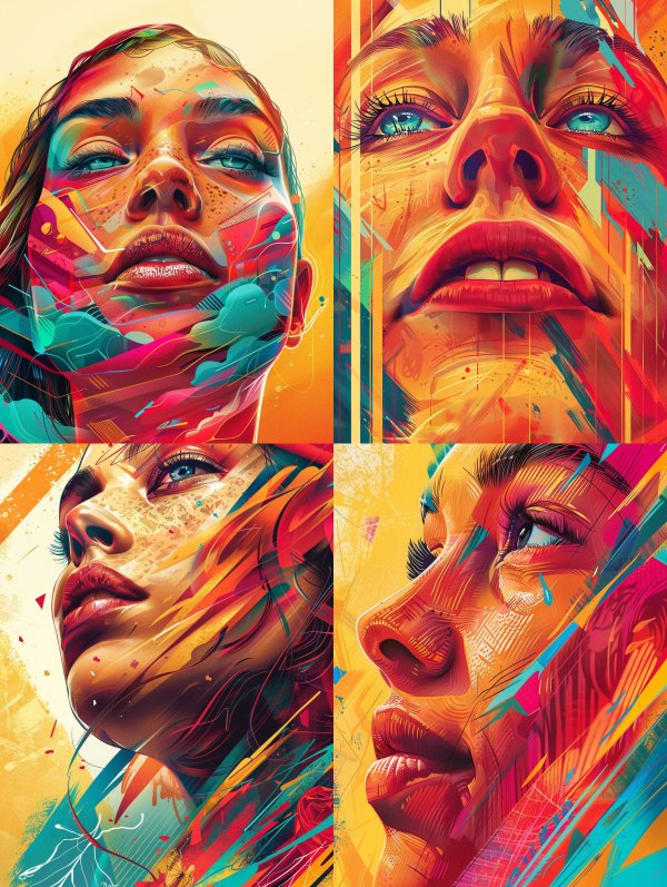 Vibrant Neon Prism Portrait