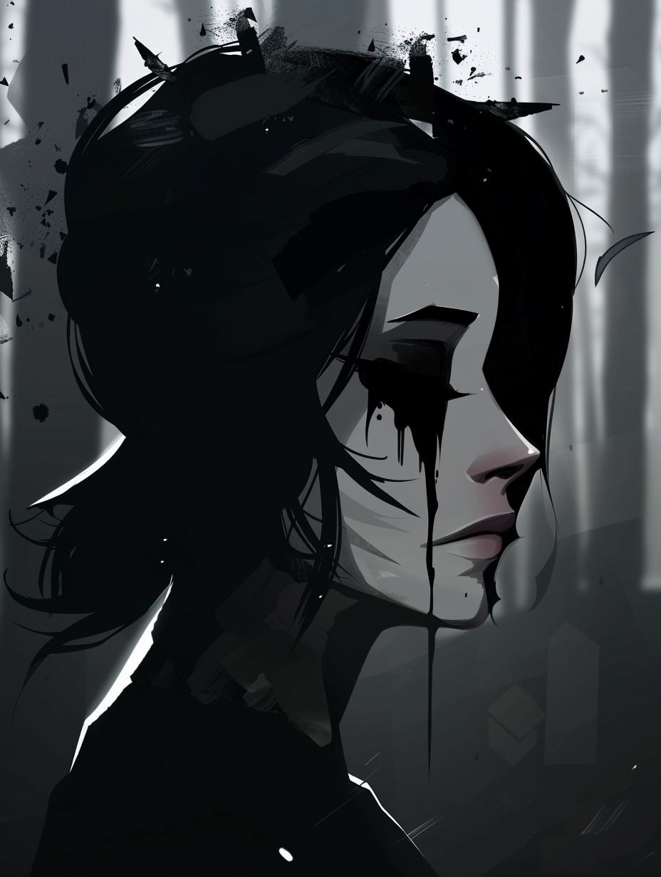 Crimson Gaze in Monochrome Shadow