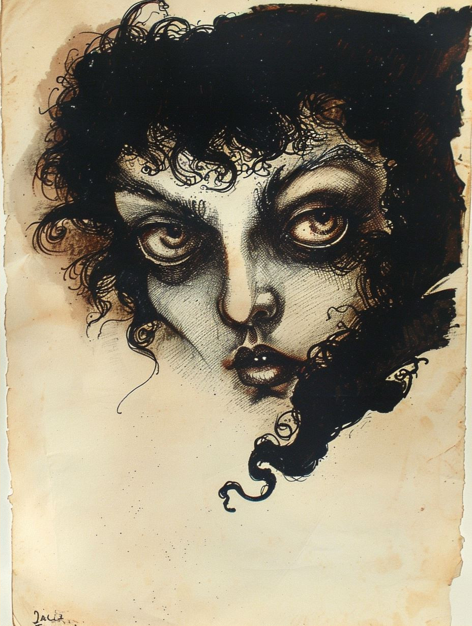 Vintage Gothic Ink Portrait
