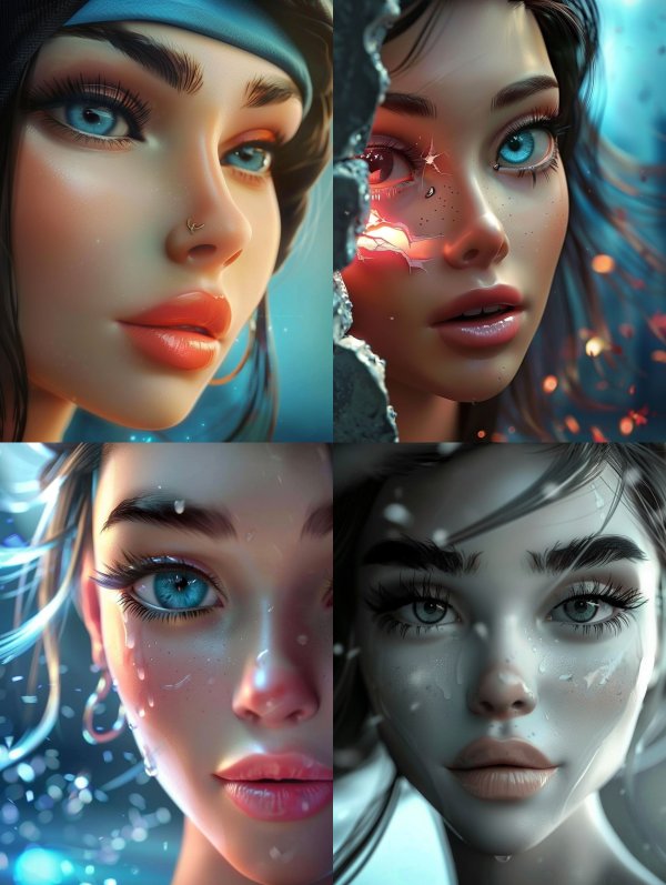 Azure Gaze Digital Portrait