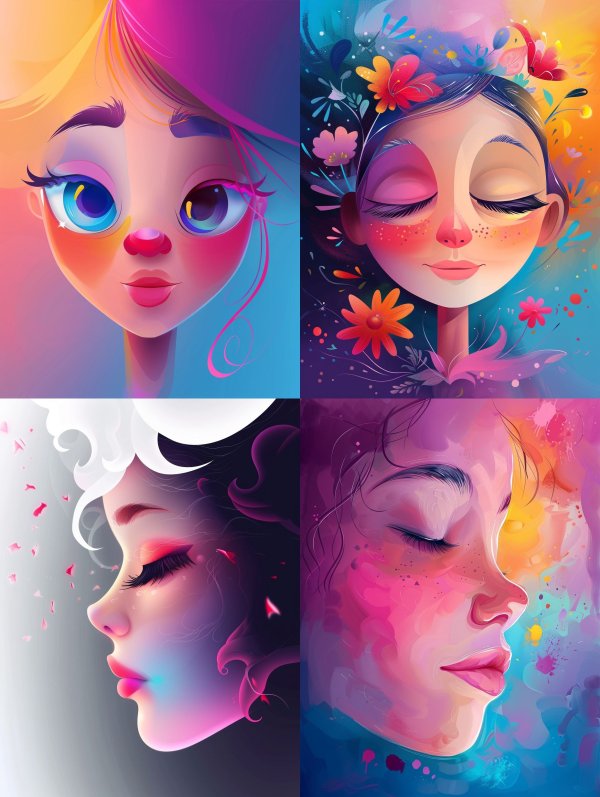 Vibrant Neon Pastel Portrait