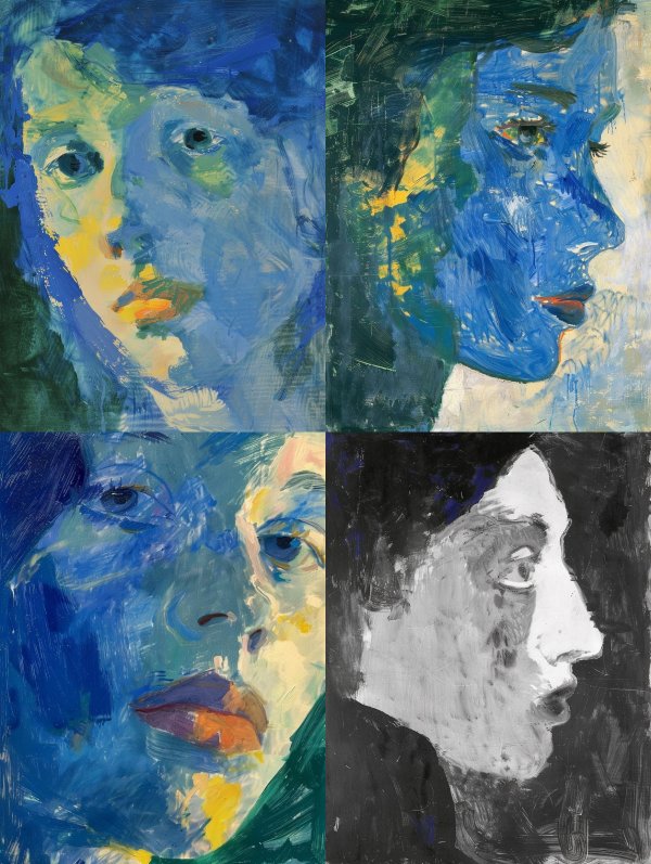 Ethereal Blue Expressionist Portrait