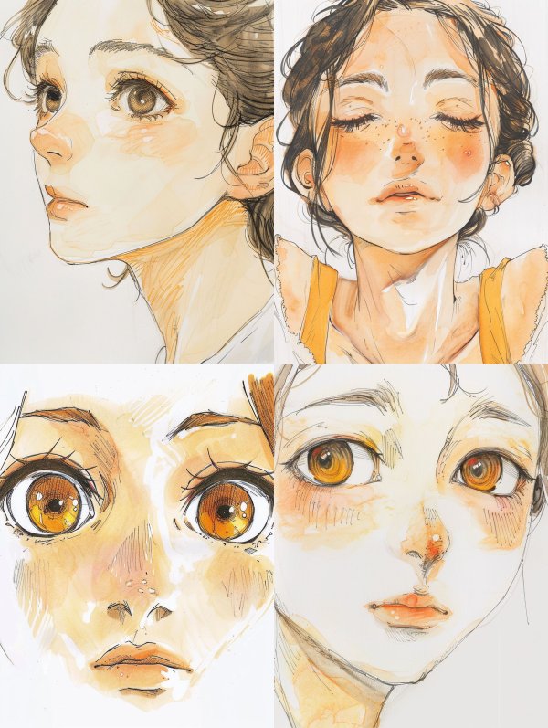 Amber Watercolor Gaze